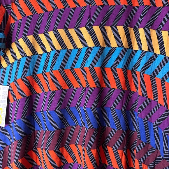 NWT Lularoe XXSmall Perfect High Low T Shirt Tunic Purple Orange Blue Gold Black - Picture 2 of 16